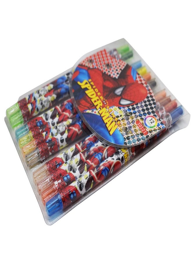 Asera أقلام تلوين أسيرا الكرتونية المطبوعة، قابلة لللف، هدية مثالية للأطفال في أعياد الميلاد (عبوة واحدة) (سبايدرمان) متعددة الألوان - Image 2